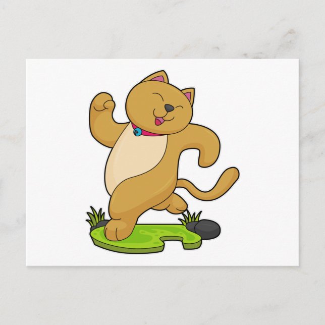 Cat with Choker at Running Postcard (Front)