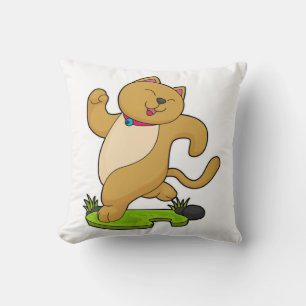 Cat with Choker at Running Throw Pillow