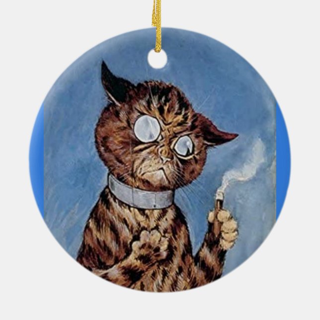CAT WITH CIGAR LOUIS WAIN ART ORNAMENT (Back)