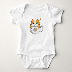 Cat with Coffee Cup Baby Bodysuit