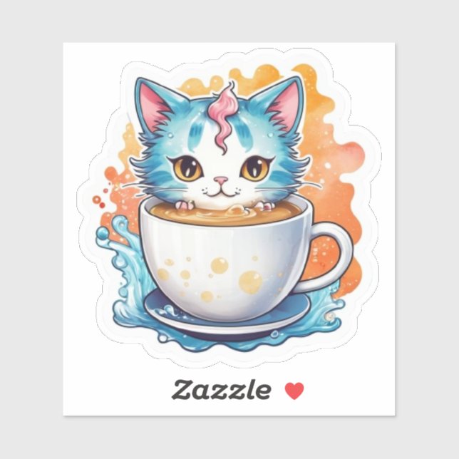 Cat with Coffee Mug-94678 (Sheet)