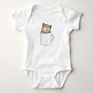 Cat with Coffee mug Baby Bodysuit