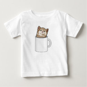 Cat with Coffee mug Baby T-Shirt