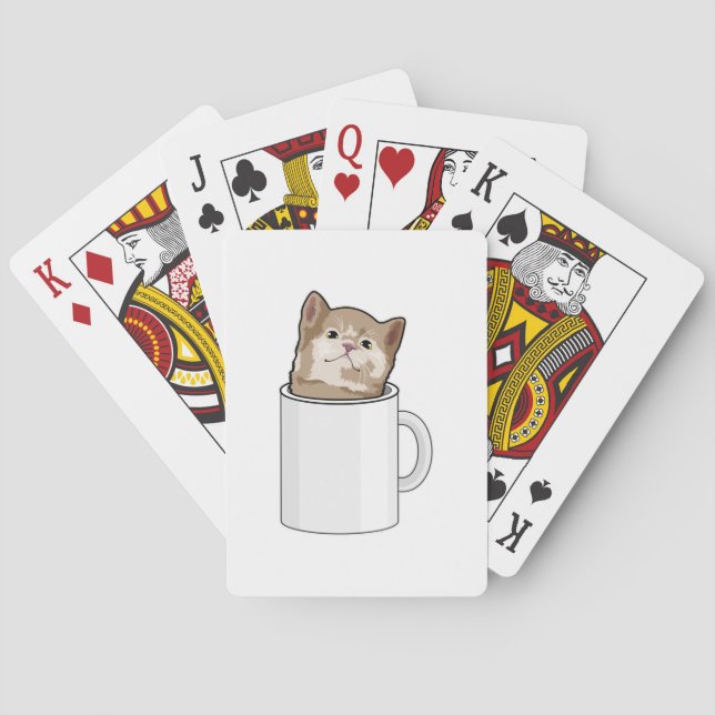 Cat with Coffee mug Playing Cards (Back)