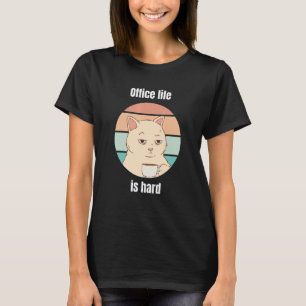 cat with coffee office fun stuff T-Shirt