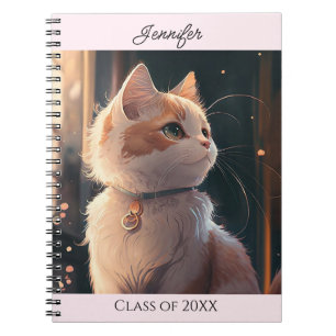 Cat with Collar Personalize Name Gift Notebook