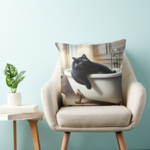 Cat with Cool Thing Throw Pillow