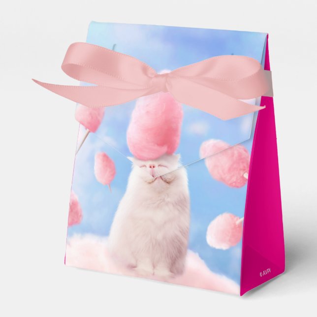 Cat With Cotton Candy Hair Favor Box (Front Side)