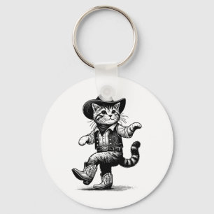 Cat With Cowboy Hat And Boots Cowgirl Western Coun Keychain