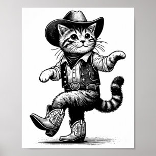 Cat With Cowboy Hat And Boots Cowgirl Western Coun Poster