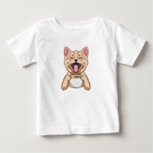 Cat with cup of coffee baby T-Shirt