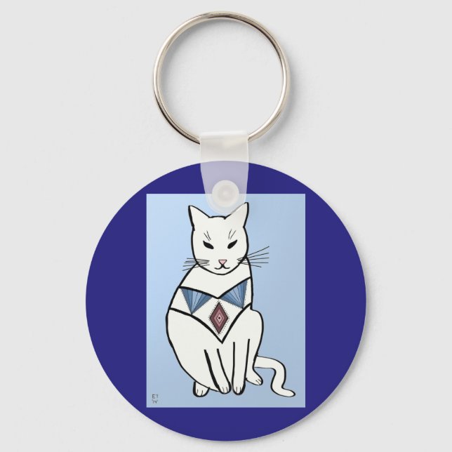 Cat with Diamond Collar Keychain (Front)