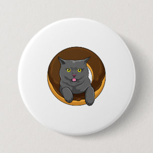 Cat with Doughnut 3 Inch Round Button