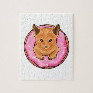 Cat with Doughnut Jigsaw Puzzle