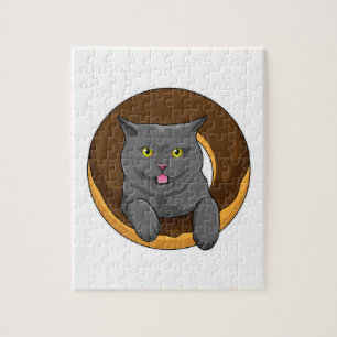Cat with Doughnut Jigsaw Puzzle