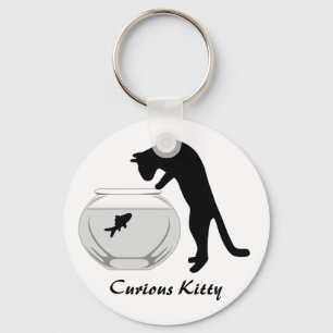 Cat with Fish Bowl Keychain