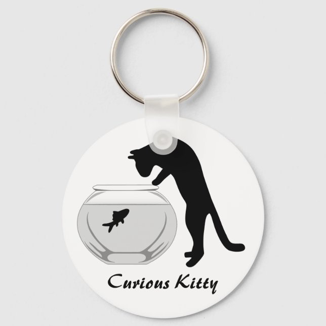 Cat with Fish Bowl Keychain (Front)