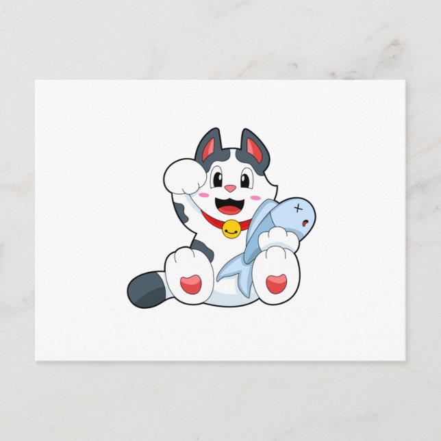 Cat with Fish Postcard (Front)