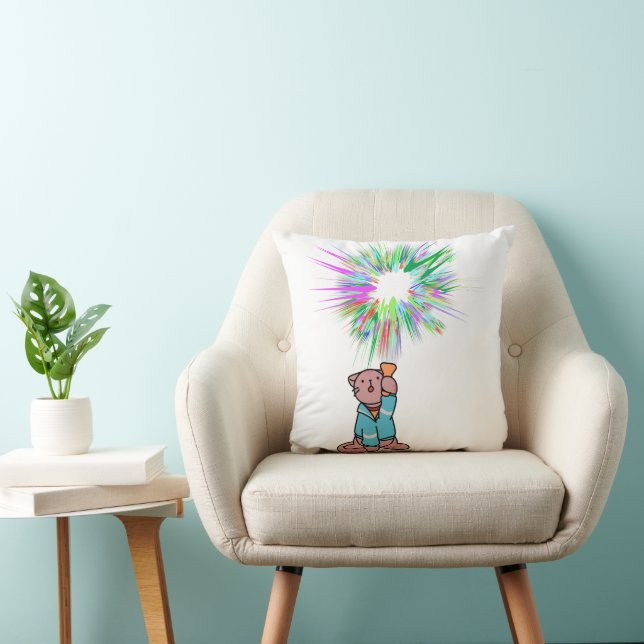 cat with flashlight throw pillow (Chair)