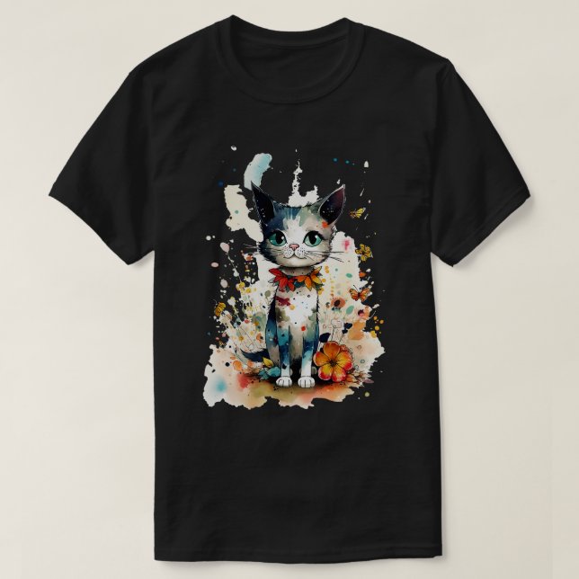 Cat with flower 2 T-Shirt (Design Front)