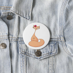 Cat with Flower Cute Kawaii Kitty 3 Inch Round Button