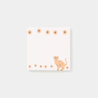 Cat with flower post-it notes