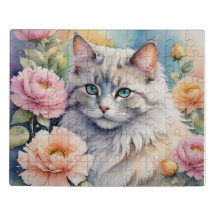 Cat with flowers
