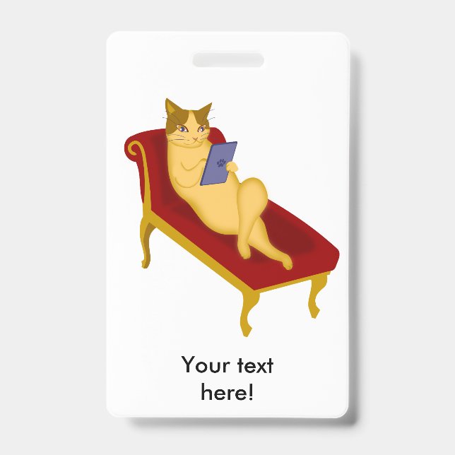 Cat with gadget clipart badge (Front)