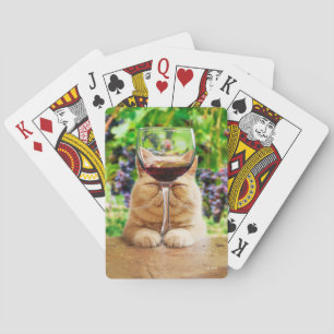 Cat With Glass of Wine Playing Cards