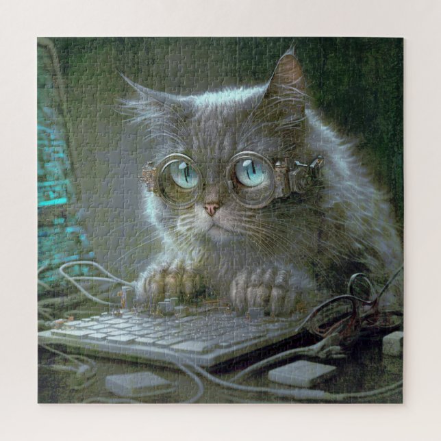 Cat with glasses.  jigsaw puzzle (Vertical)