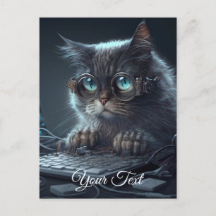 Cat with glasses.  postcard