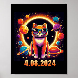 Cat With Gles Solar Eclipse  Poster