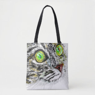 Cat with Green Eyes Tote Bag