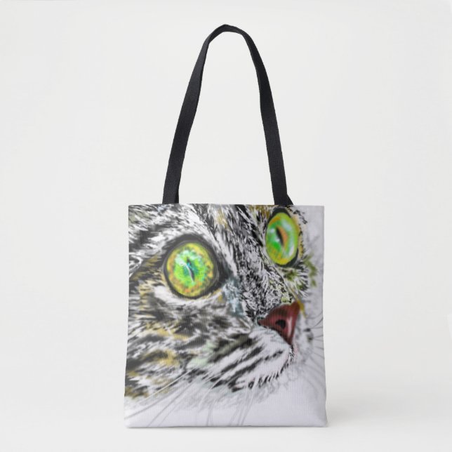 Cat with Green Eyes Tote Bag (Front)