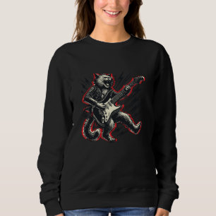 Cat With Guitar Playing Rock and Roll Music Sharp  Sweatshirt