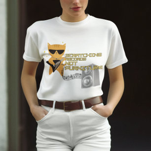Cat with guitar scratching records not furniture T-Shirt