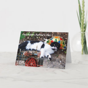 CAT WITH HARLEQUIN HAT Father's Day Card