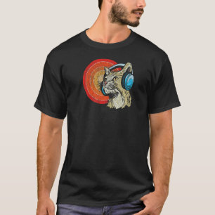 Cat With Headphones Cat & Music Audiophile T-Shirt