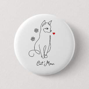 Cat With Heart Badge 2 Inch Round Button