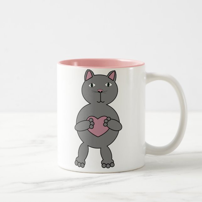 Cat with Heart Mug (Right)