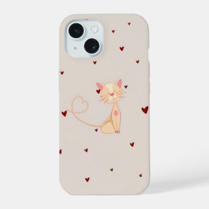 Cat with hearts iPhone 15 case