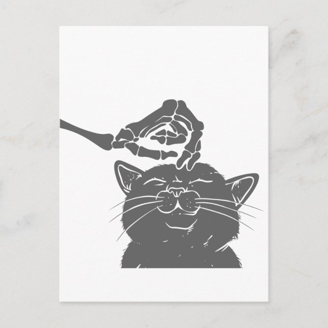 Cat with human skeleton hand - Choose back colour Postcard (Front)