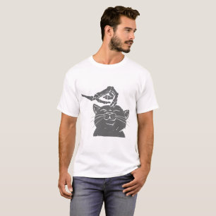 Cat with human skeleton hand - Choose back colour T-Shirt