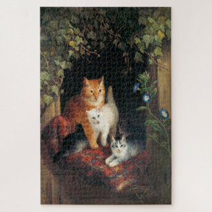 Cat With Kittens (Animal Art) Jigsaw Puzzle