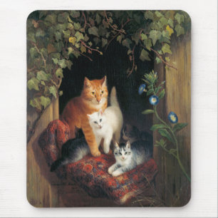 Cat With Kittens (Animal Art) Mouse Pad