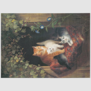 Cat With Kittens (Animal Art) Tissue Paper