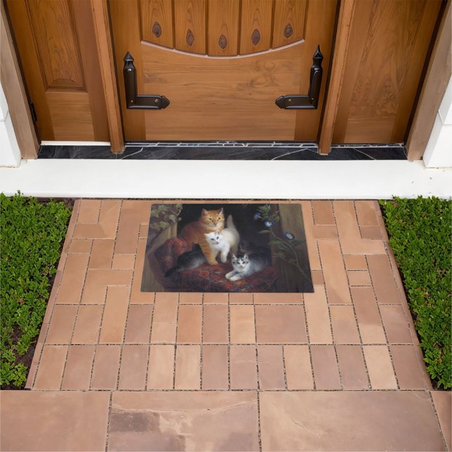 Cat with Kittens Henriette Knip 1844 Doormat (Outdoor)
