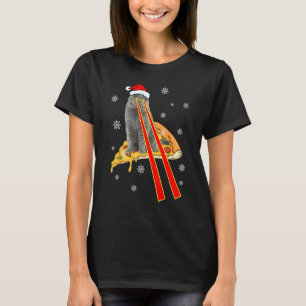 Cat With Laser Eyes Funny Pizza Cat Christmas T-Shirt