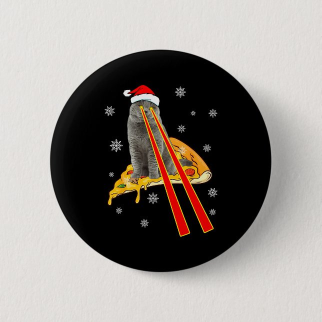 Cat With Laser Eyes Funny Zza Cat Christmas  2 Inch Round Button (Front)