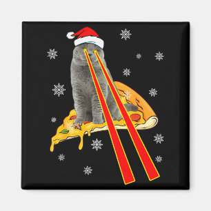 Cat With Laser Eyes Funny Zza Cat Christmas Magnet